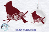 Snowflake Cardinal SVG Wispy Willow Designs Company