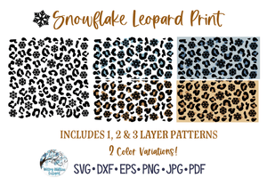 Snowflake Leopard Print SVG | Winter Animal Pattern Wispy Willow Designs Company