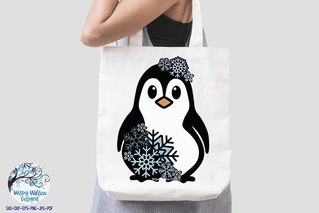 Snowflake Penguin Layered SVG Wispy Willow Designs Company