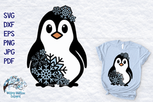 Snowflake Penguin Layered SVG Wispy Willow Designs Company