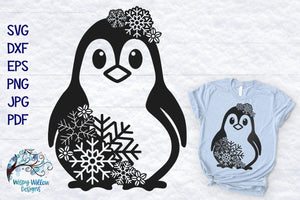 Snowflake Penguin SVG Wispy Willow Designs Company