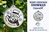 Snowman Christmas Ornament for Glowforge or Laser Cutter Wispy Willow Designs Company