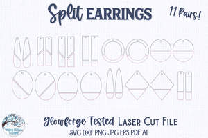 Split Earring SVG Bundle for Glowforge or Laser Cutter Wispy Willow Designs Company