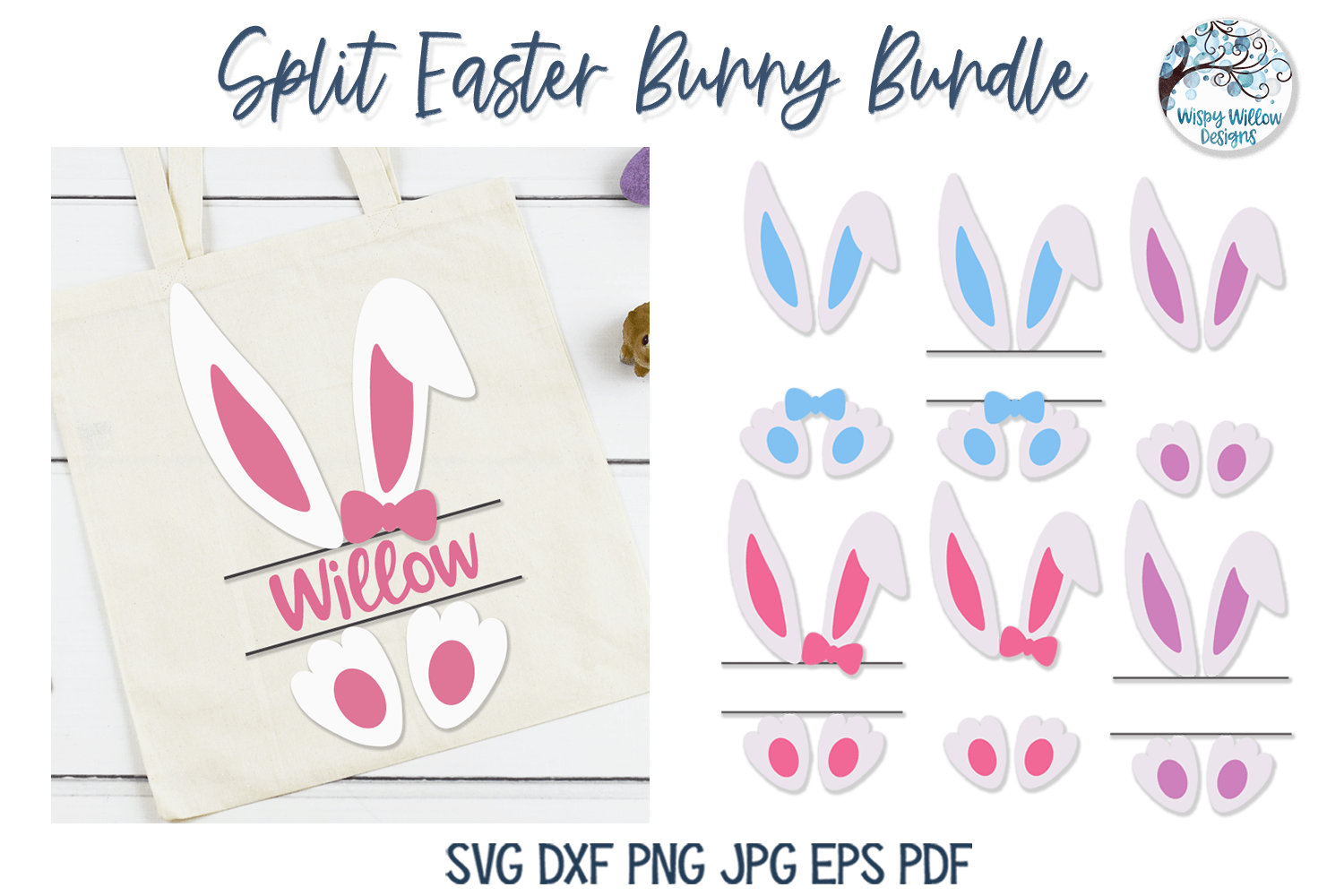 Split Easter Bunny SVG Bundle Wispy Willow Designs Company