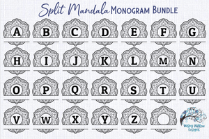 Split Mandala Monogram SVG Bundle Wispy Willow Designs Company