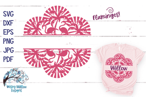 Split Palm Tree and Flamingo Mandala SVG Wispy Willow Designs Company