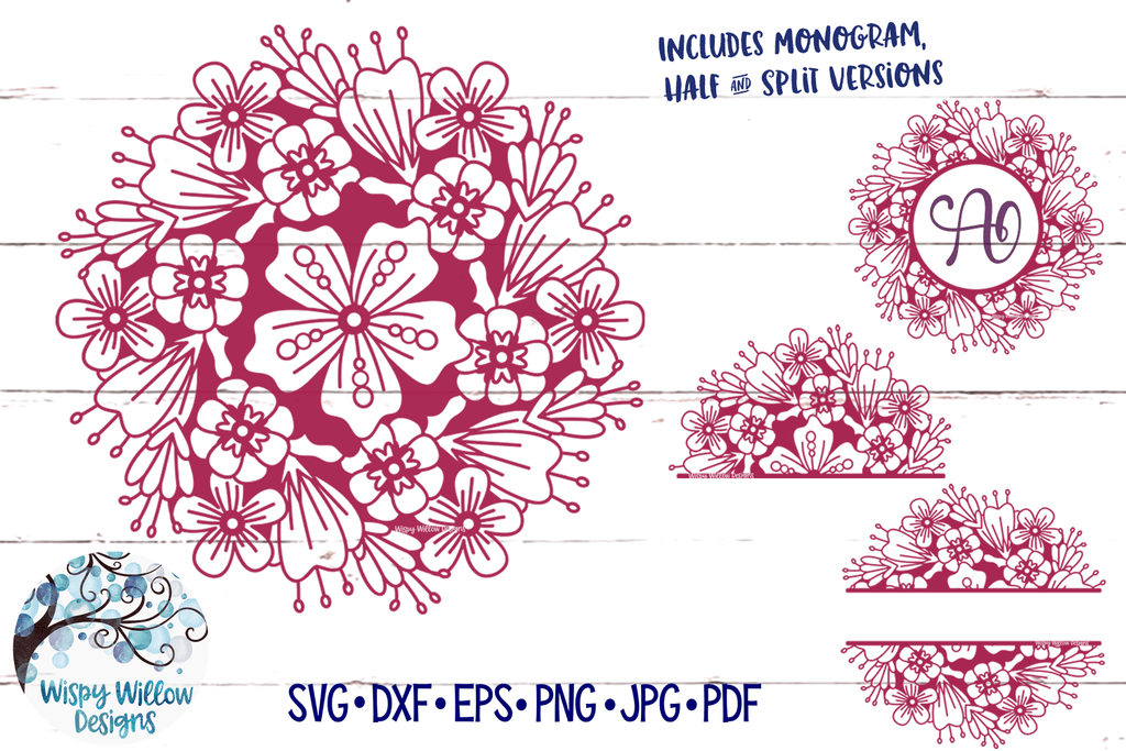 Spring Flower Mandala Bundle Wispy Willow Designs Company