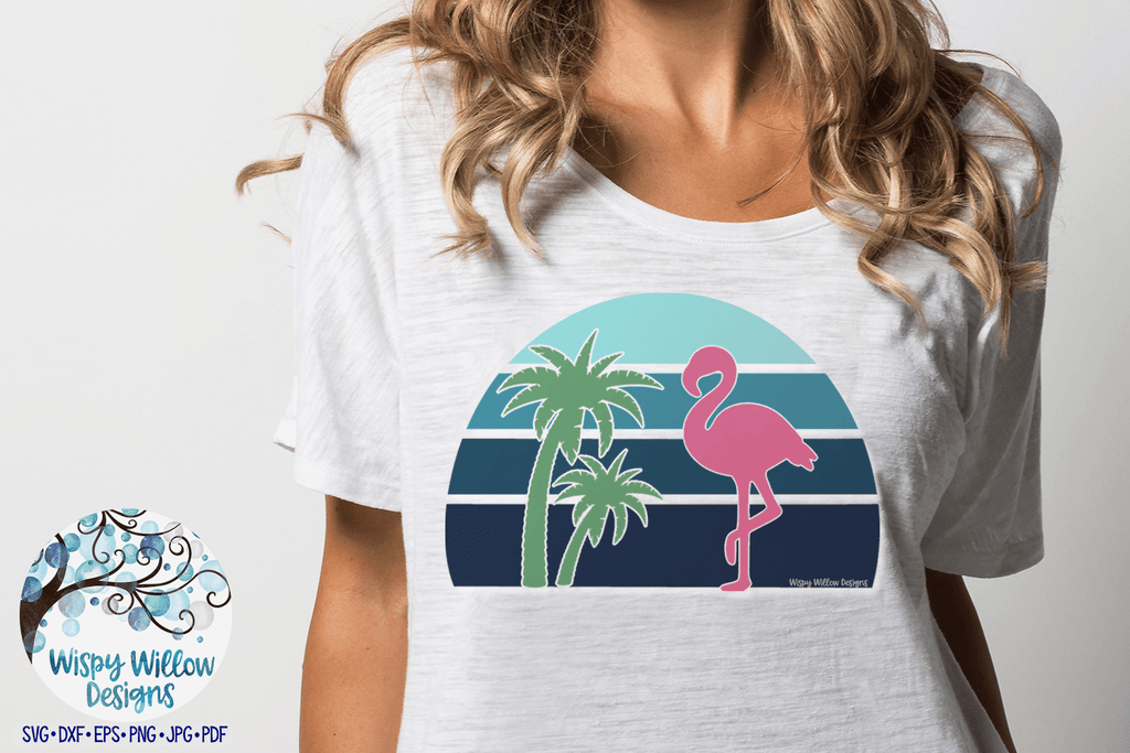 Summer Sunset with Flamingo SVG Wispy Willow Designs Company