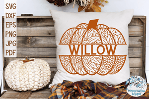 Sunflower Pumpkin Zentangle Split SVG Wispy Willow Designs Company