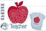 Teacher Apple Mandala SVG Wispy Willow Designs Company