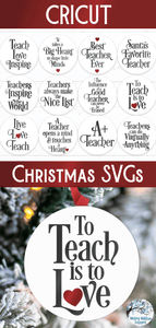 Teacher Christmas Ornament SVG Bundle Wispy Willow Designs Company