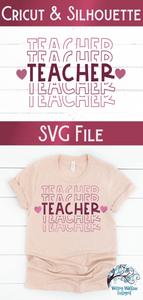 Teacher SVG | Stacked Teacher Wispy Willow Designs Company