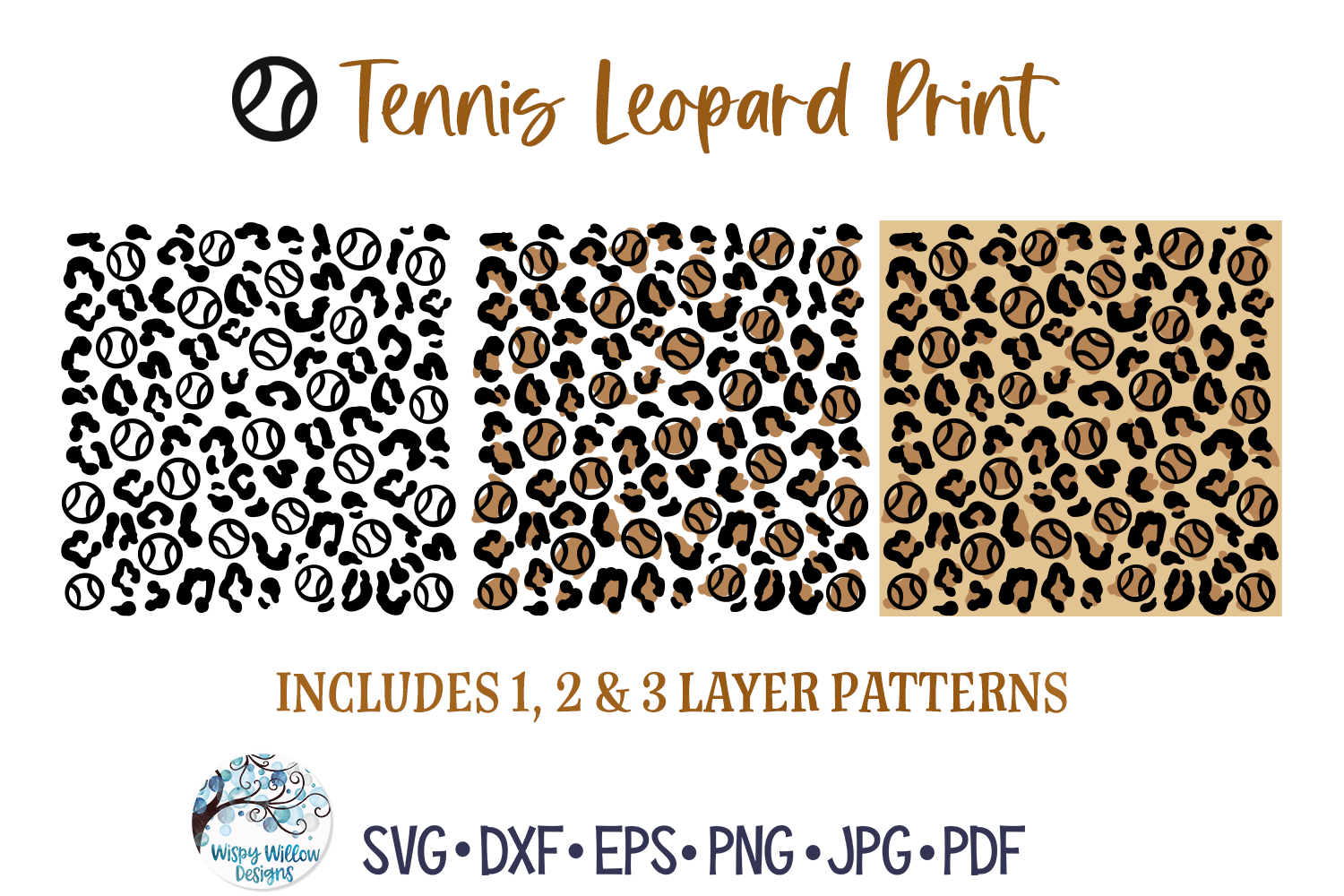 Tennis Leopard Print SVG | Sport Animal Pattern Wispy Willow Designs Company