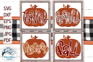 Thankful Grateful Blessed Fall Pumpkin SVG Bundle | Thanksgiving Wispy Willow Designs Company