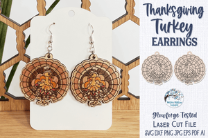 Thanksgiving Turkey Earring File for Glowforge Laser Wispy Willow Designs Company