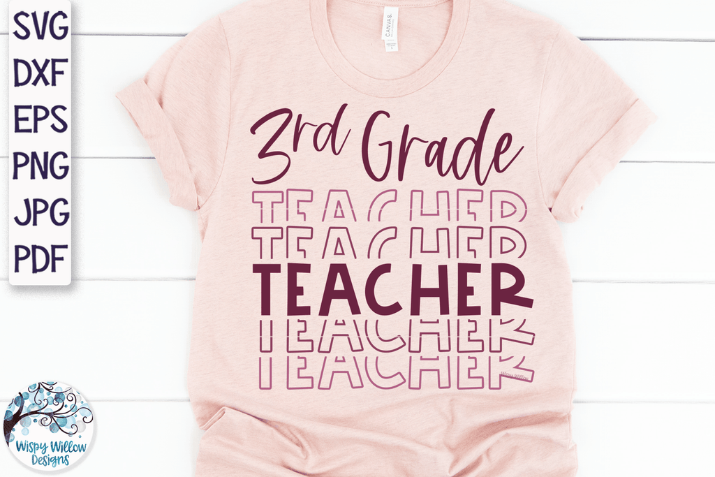 Third Grade Teacher SVG | Teacher Shirt SVG Wispy Willow Designs Company