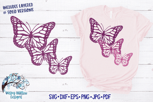 Three Butterflies SVG Wispy Willow Designs Company