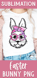 Tie Dye Easter Bunny with Glasses and Bandana PNG for Sublimation Wispy Willow Designs Company