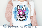 Tie Dye Easter Bunny with Glasses & Bandana PNG Sublimation Wispy Willow Designs Company