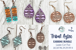 Tribal Aztec Earring Bundle for Glowforge or Laser Cutter Wispy Willow Designs Company