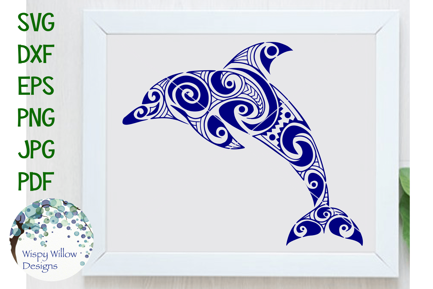 Tribal Dolphin Mandala SVG Wispy Willow Designs Company