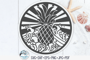 Tropical Pineapple SVG | Round Summer Beach Design Wispy Willow Designs Company