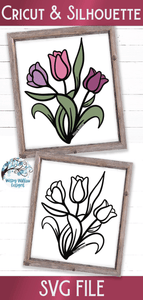 Tulip Flowers SVG | Layered and Outline Tulip SVG Wispy Willow Designs Company