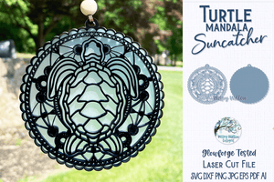 Turtle Mandala Suncatcher for Laser or Glowforge Wispy Willow Designs Company