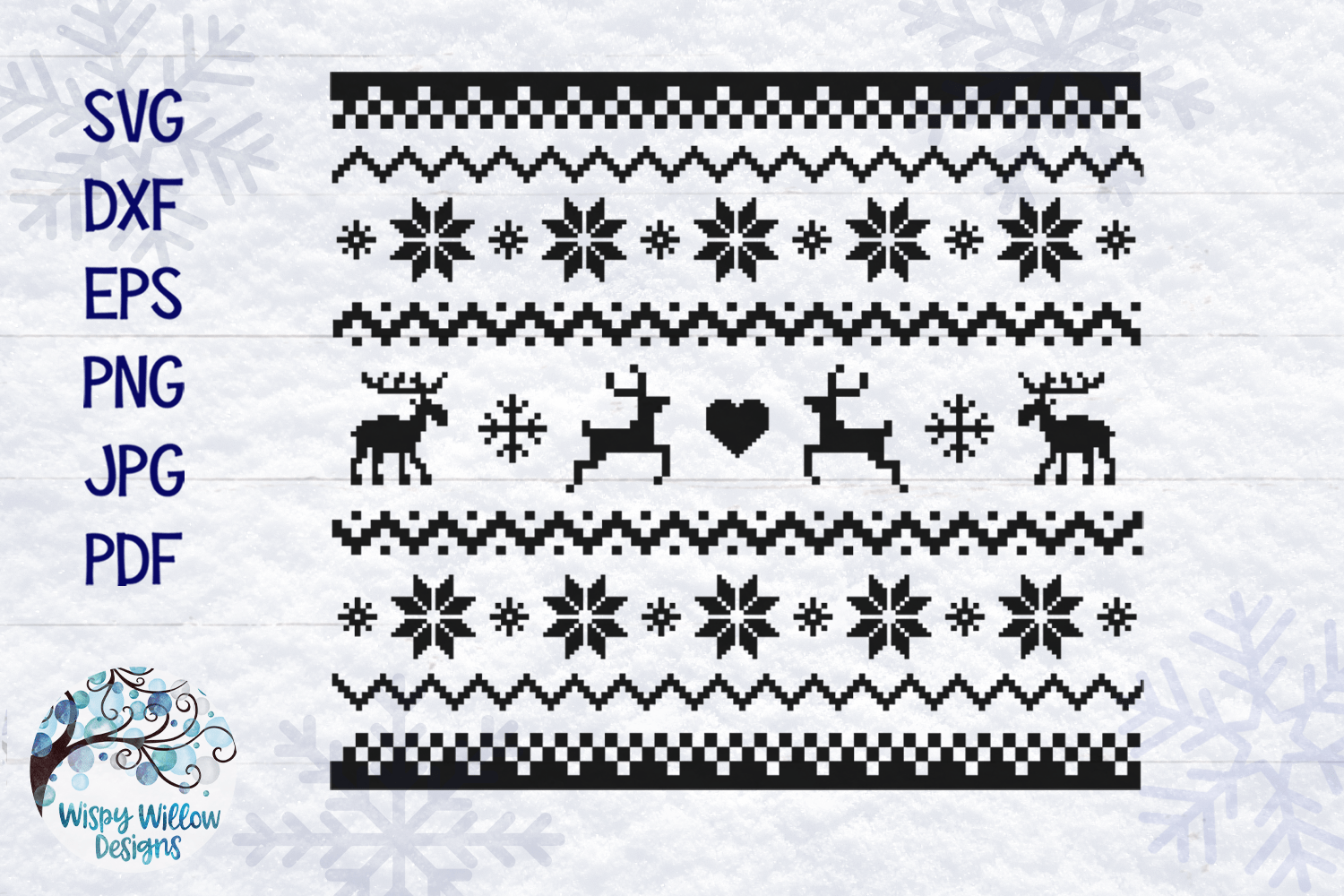 Ugly Sweater Pattern SVG Wispy Willow Designs Company