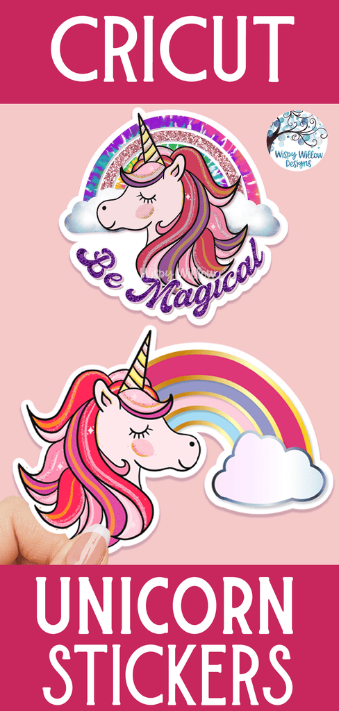 Unicorn and Rainbow Stickers PNG Wispy Willow Designs Company