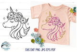 Unicorn with Flower Crown SVG Wispy Willow Designs Company