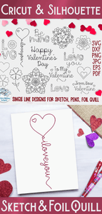 Valentine's Day SVG Bundle for Foil Quill, Sketch, Draw, Pens, Score - Single Line Designs Wispy Willow Designs Company