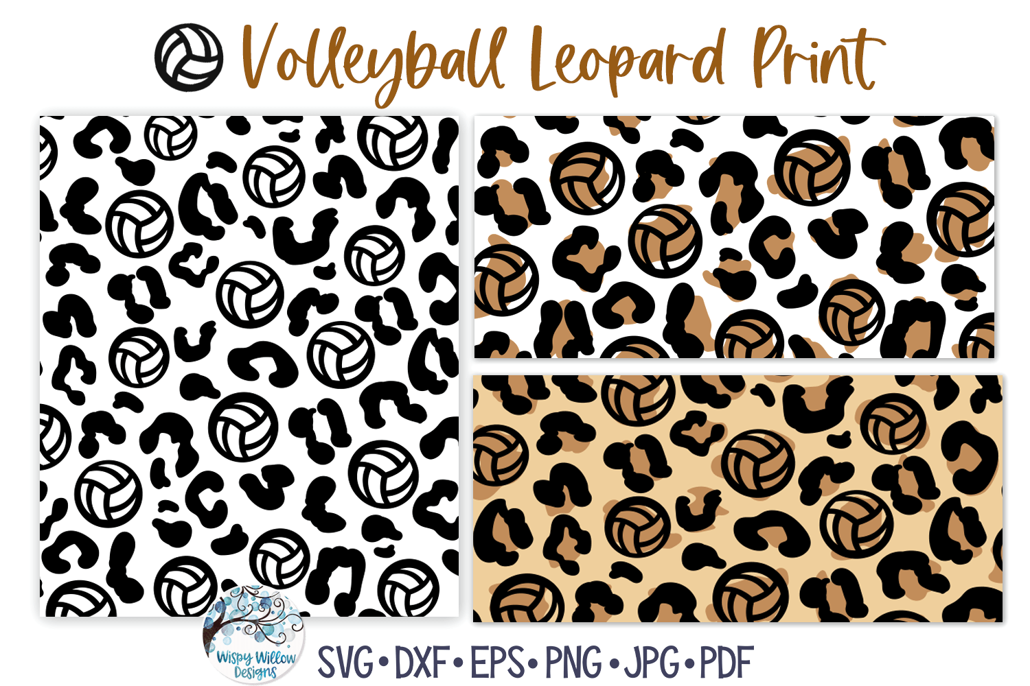 Volleyball Leopard Print SVG | Sport Animal Pattern Wispy Willow Designs Company