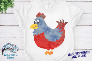 Watercolor Chicken Sublimation PNG Wispy Willow Designs Company