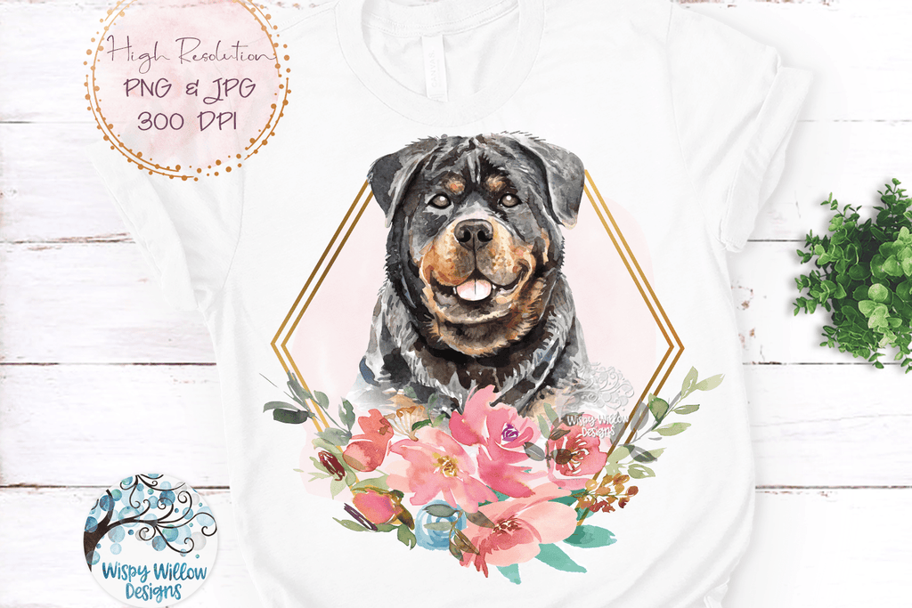 Watercolor Floral Dogs Sublimation Bundle - PNG Wispy Willow Designs Company