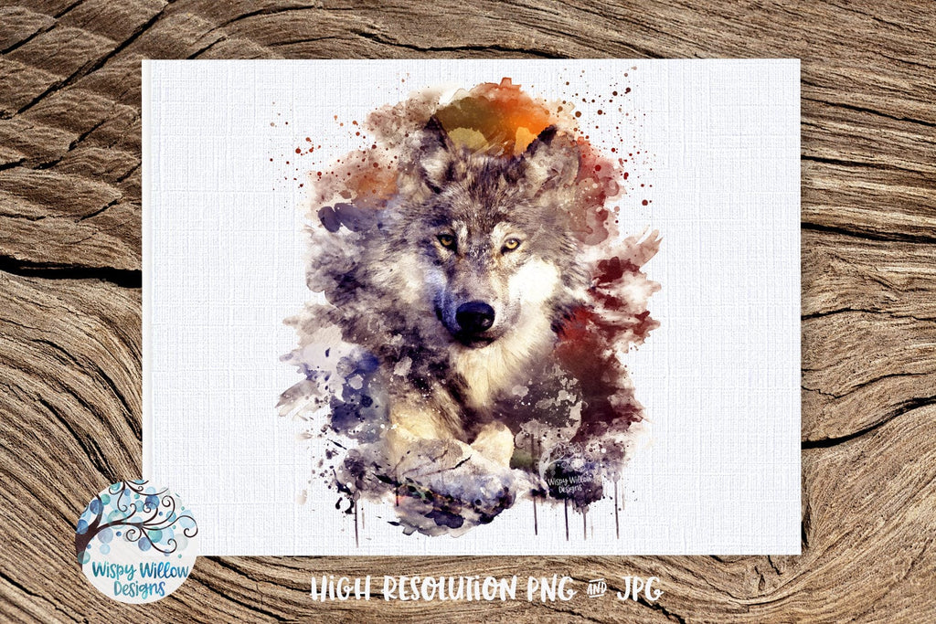 Watercolor Wolf Sublimation Png Wispy Willow Designs Company
