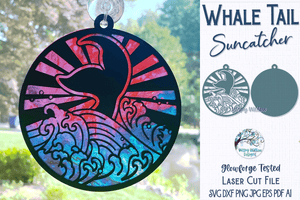 Whale Tail Suncatcher for Laser or Glowforge Wispy Willow Designs Company