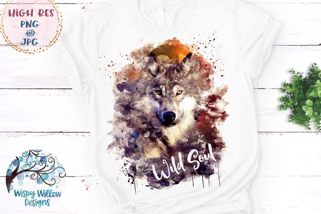 Wild Soul Wolf Watercolor Sublimation Png Wispy Willow Designs Company