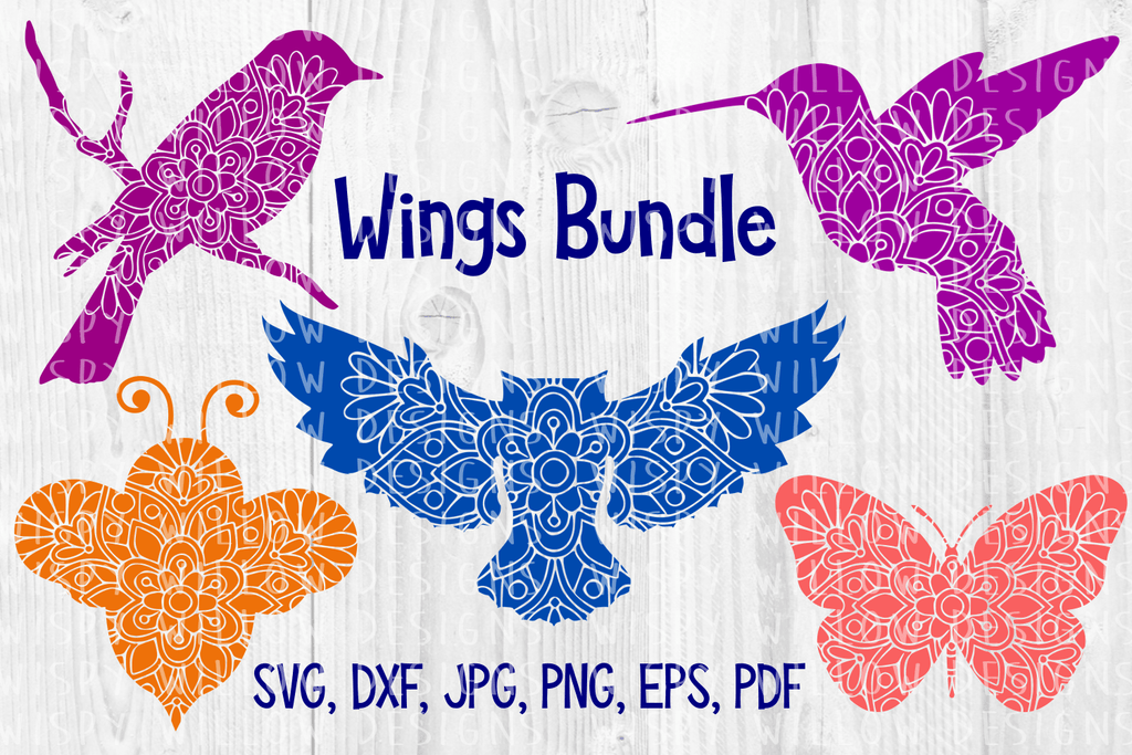 Wings Animal Mandala SVG Bundle Wispy Willow Designs Company