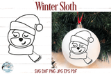 Winter Sloth SVG | Sloth Outline Wispy Willow Designs Company