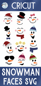 Winter Snowman Faces with Hat and Scarves SVG Bundle Wispy Willow Designs Company