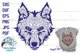 Wolf Face Mandala SVG Wispy Willow Designs Company